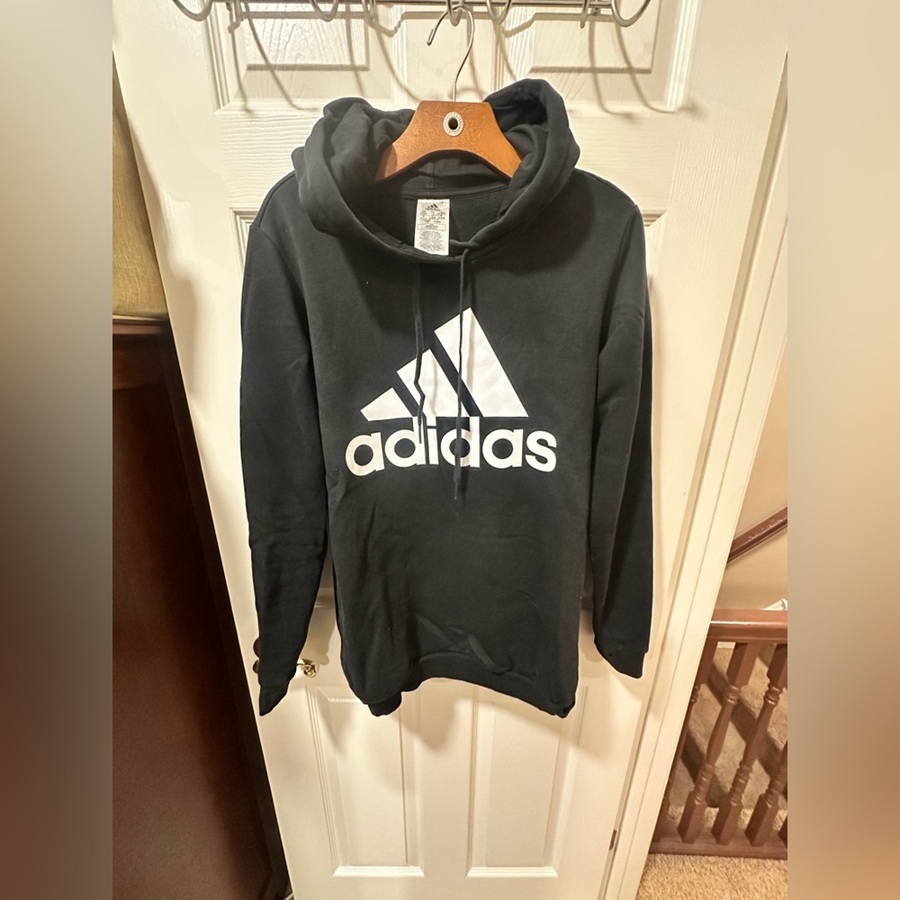 Adidas Women's Black Hoodie with White Logo